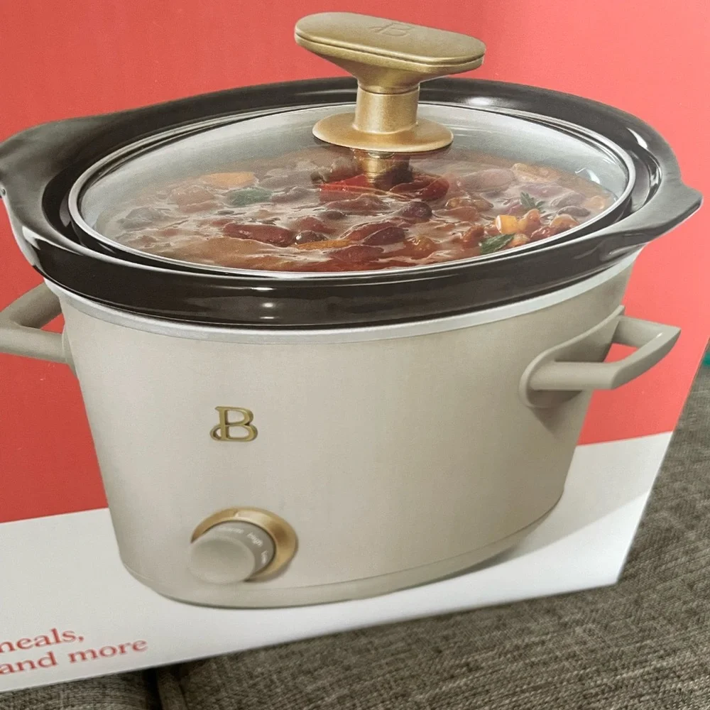 Beautiful by Drew Barrymore Tomato red 2Qt slow cooker with glass lid NEW